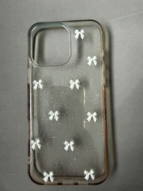 Clear Glitter Bow iPhone Case Cute Aesthetic Ribbon Design